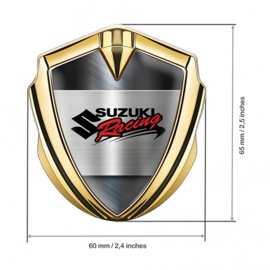 Suzuki Emblem Fender Badge Gold Brushed Metal Racing Logo Design
