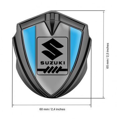 Suzuki Metal Emblem Self Adhesive Graphite Blue Base Black Gearshift Logo
