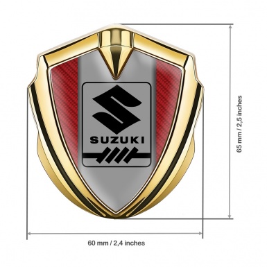 Suzuki Emblem Trunk Badge Gold Red Carbon Black Gearshift Logo