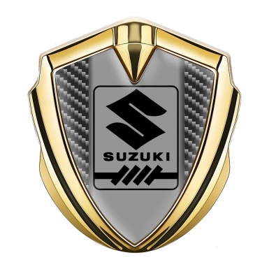 Suzuki Domed Emblem Badge Gold Dark Carbon Black Gearshift Logo