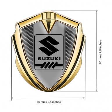 Suzuki Domed Emblem Badge Gold Dark Carbon Black Gearshift Logo