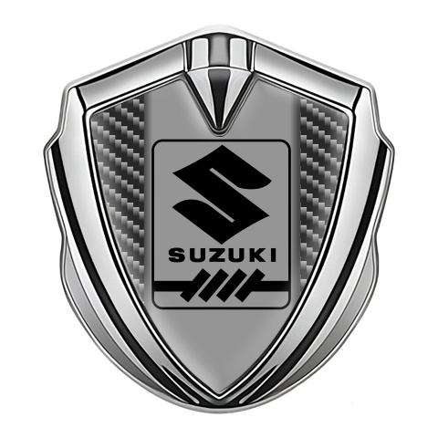 Suzuki Domed Emblem Badge Silver Dark Carbon Black Gearshift Logo