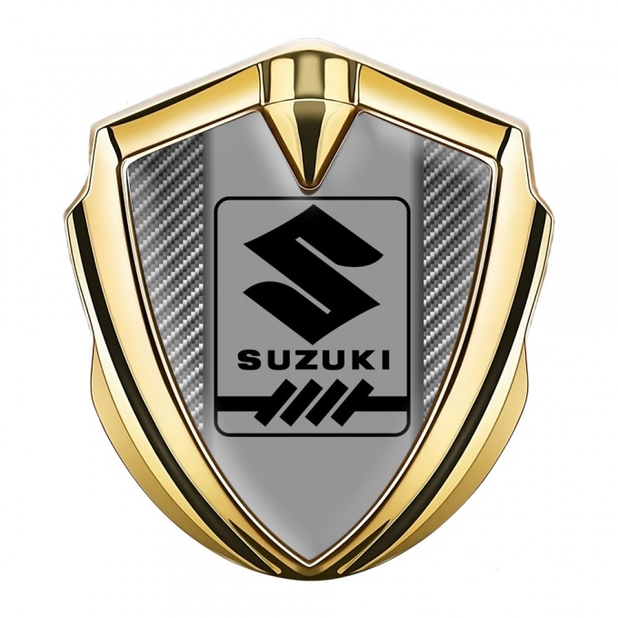 Suzuki Emblem Ornament Badge Gold Light Carbon Black Gearshift Logo