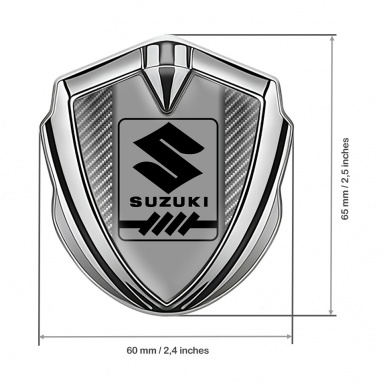 Suzuki Emblem Ornament Badge Silver Light Carbon Black Gearshift Logo