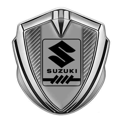Suzuki Emblem Ornament Badge Silver Light Carbon Black Gearshift Logo