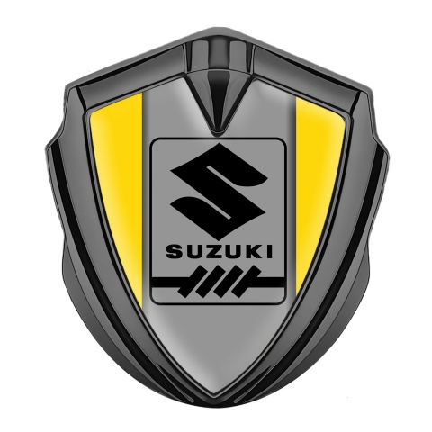 Suzuki Bodyside Domed Emblem Graphite Yellow Frame Black Gearshift Logo