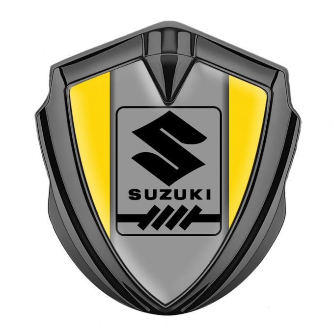 Suzuki Bodyside Domed Emblem Graphite Yellow Frame Black Gearshift Logo