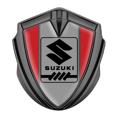 Suzuki Bodyside Domed Emblem Graphite Red Frame Black Gearshift Logo