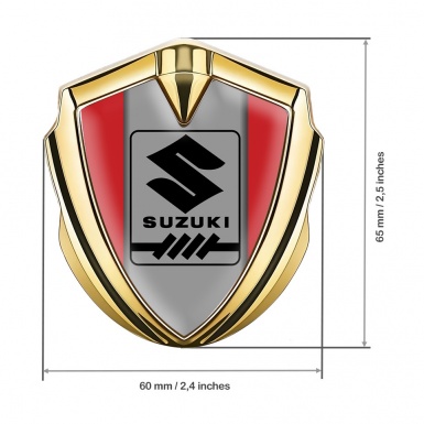 Suzuki Bodyside Domed Emblem Gold Red Frame Black Gearshift Logo