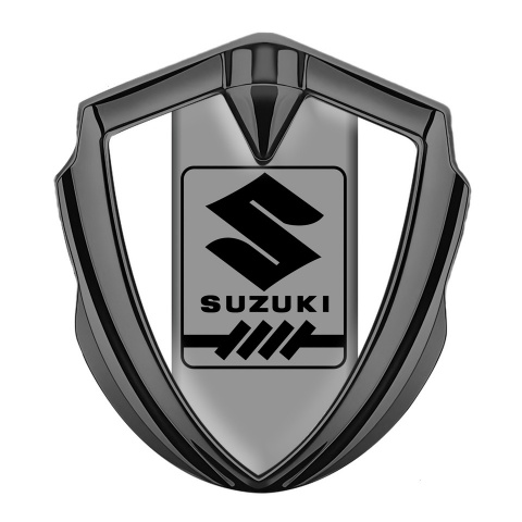 Suzuki Bodyside Domed Emblem Graphite White Frame Black Gearshift Logo