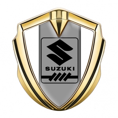 Suzuki Bodyside Domed Emblem Gold White Frame Black Gearshift Logo