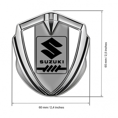 Suzuki Bodyside Domed Emblem Silver White Frame Black Gearshift Logo