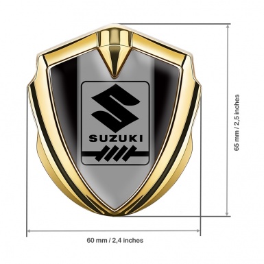 Suzuki 3d Emblem Badge Gold Black Frame Black Gearshift Logo