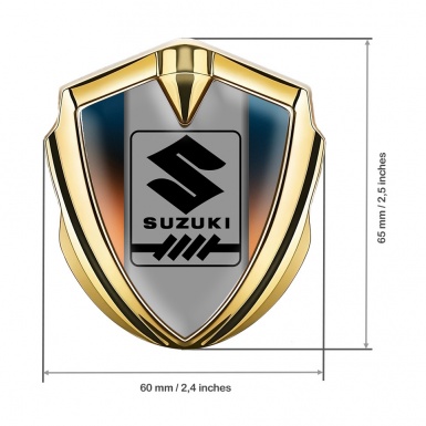 Suzuki Silicon Emblem Badge Gold Gradient Frame Black Gearshift Logo