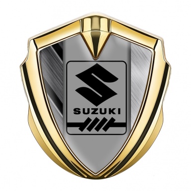 Suzuki Silicon Emblem Badge Gold Steel Panels Black Gearshift Logo