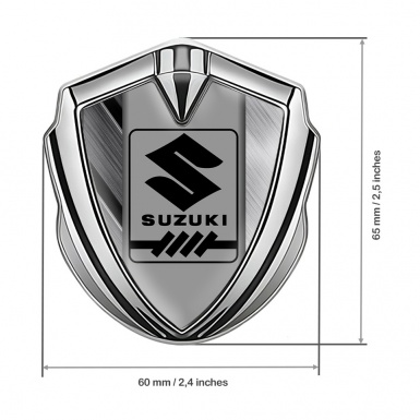 Suzuki Silicon Emblem Badge Silver Steel Panels Black Gearshift Logo