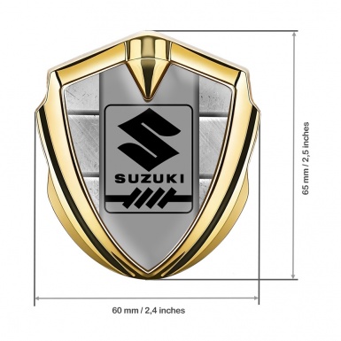 Suzuki Emblem Silicon Badge Gold Stone Pattern Black Gearshift Logo