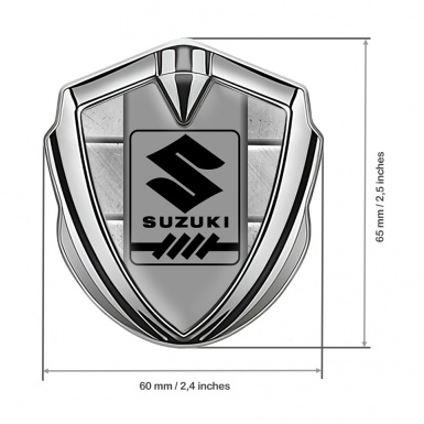 Suzuki Emblem Silicon Badge Silver Stone Pattern Black Gearshift Logo