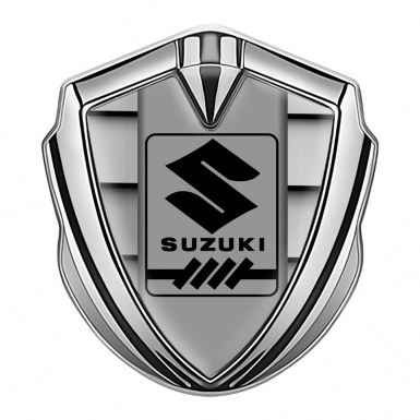 Suzuki Emblem Badge Self Adhesive Silver Grille Motif Gearshift Logo
