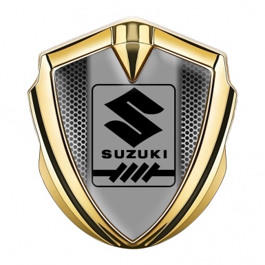 Suzuki Emblem Fender Badge Gold Perforated Frame Gearshift Logo