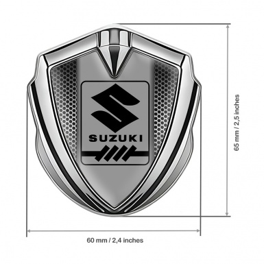 Suzuki Emblem Fender Badge Silver Perforated Frame Gearshift Logo