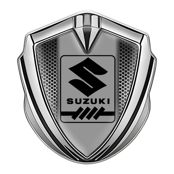 Suzuki Emblem Fender Badge Silver Perforated Frame Gearshift Logo