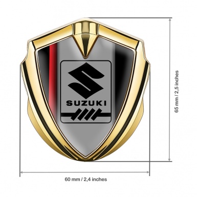 Suzuki Metal Emblem Self Adhesive Gold Crimson Stripe Gearshift Logo