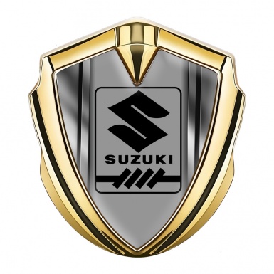 Suzuki Fender Emblem Badge Gold Shiny Frame Black Gearshift Logo