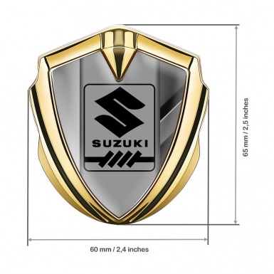 Suzuki Emblem Self Adhesive Gold Mixed Frame Black Gearshift Logo