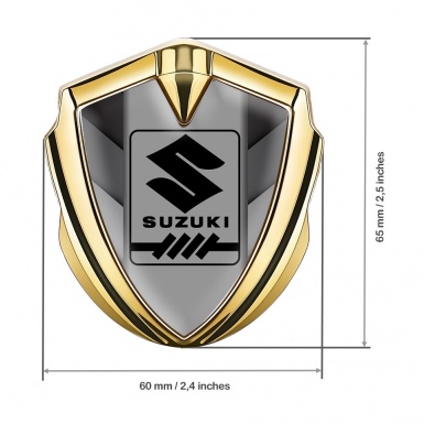 Suzuki Domed Emblem Badge Gold Grey Fragments Black Gearshift Logo