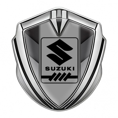 Suzuki Domed Emblem Badge Silver Grey Fragments Black Gearshift Logo