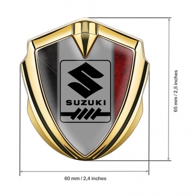 Suzuki Domed Emblem Badge Gold Scratched Frame Gearshift Logo