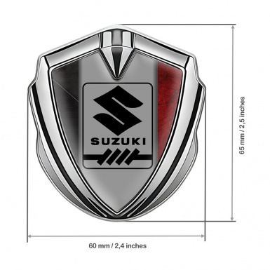 Suzuki Domed Emblem Badge Silver Scratched Frame Gearshift Logo