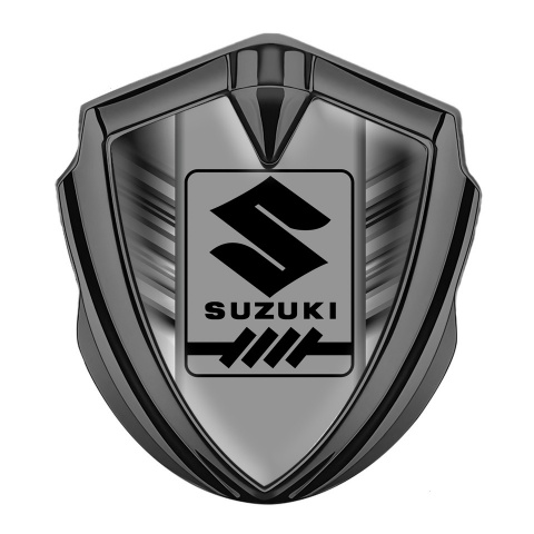 Suzuki Emblem Ornament Badge Graphite Grey Stripes Black Gearshift Logo