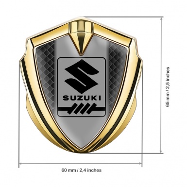 Suzuki Bodyside Domed Emblem Gold Dark Squares Black Gearshift Logo