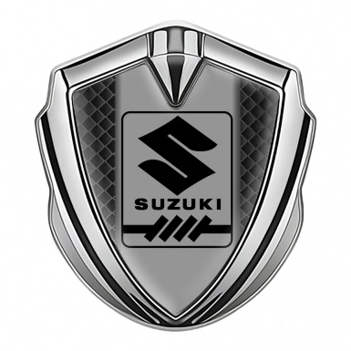 Suzuki Bodyside Domed Emblem Silver Dark Squares Black Gearshift Logo