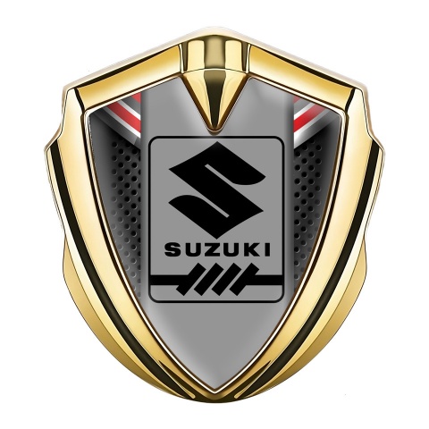 Suzuki Emblem Metal Badge Gold Dark Grate Black Gearshift Logo