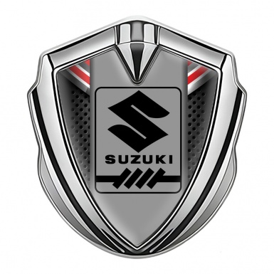 Suzuki Emblem Metal Badge Silver Dark Grate Black Gearshift Logo