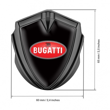Bugatti 3d Emblem Badge Graphite Black Base Red Oval Logo Design