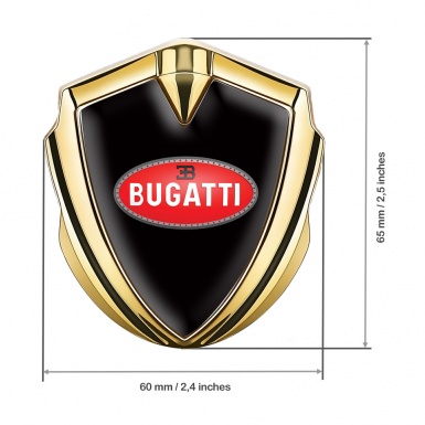 Bugatti 3d Emblem Badge Gold Black Base Red Oval Logo Design