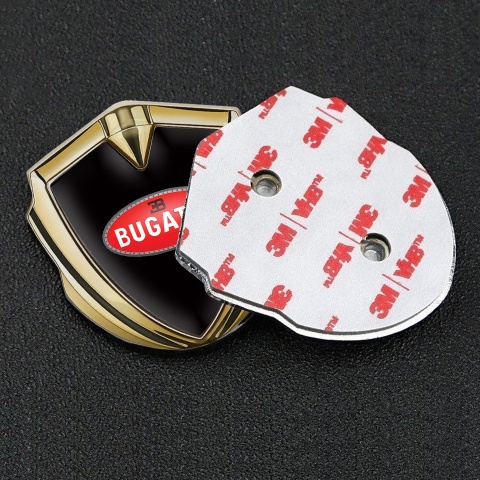 Bugatti 3d Emblem Badge Gold Black Base Red Oval Logo Design