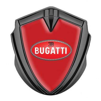 Bugatti Silicon Emblem Badge Graphite Crimson Base Red Oval Logo Design
