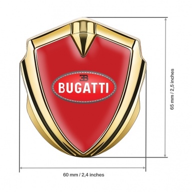Bugatti Silicon Emblem Badge Gold Crimson Base Red Oval Logo Design