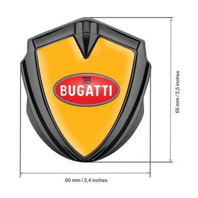 Bugatti Silicon Emblem Badge Graphite Yellow Base Red Oval Logo Design