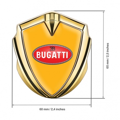 Bugatti Emblem Car Badge Gold Yellow Base Red Oval Logo Design