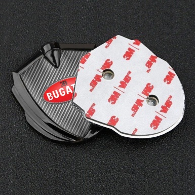 Bugatti Emblem Silicon Badge Graphite Light Carbon Red Oval Logo Design