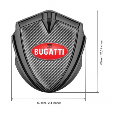 Bugatti Emblem Silicon Badge Graphite Light Carbon Red Oval Logo Design