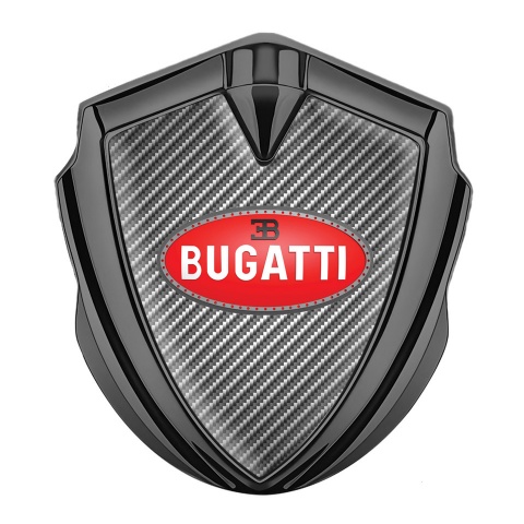 Bugatti Emblem Silicon Badge Graphite Light Carbon Red Oval Logo Design