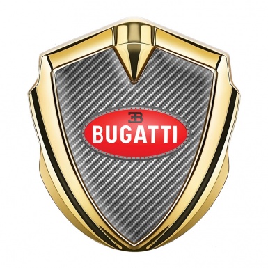 Bugatti Emblem Silicon Badge Gold Light Carbon Red Oval Logo Design