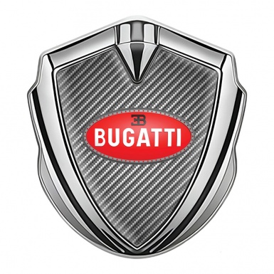 Bugatti Emblem Silicon Badge Silver Light Carbon Red Oval Logo Design